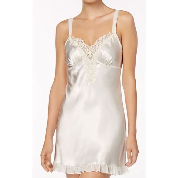 Linea Donatella Satin Midnight Short Chemise Nightgown Size Medium - Picture 1 of 12